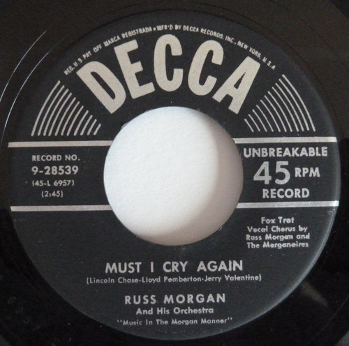 Russ Morgan And His Orchestra - Must I Cry Again  (7", Single)