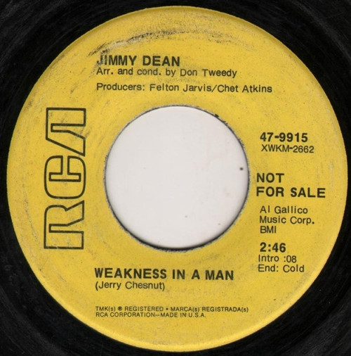 Jimmy Dean - Aunt Maudie's Fun Garden / Weakness In A Man (7", Promo)