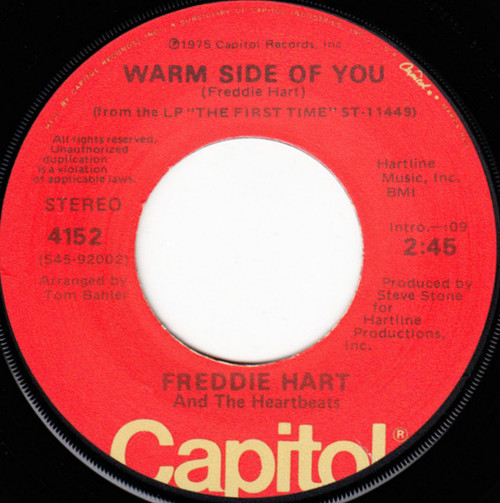 Freddie Hart And The Heartbeats - Warm Side Of You / I Love You, I Just Don't Like You (7", Single)