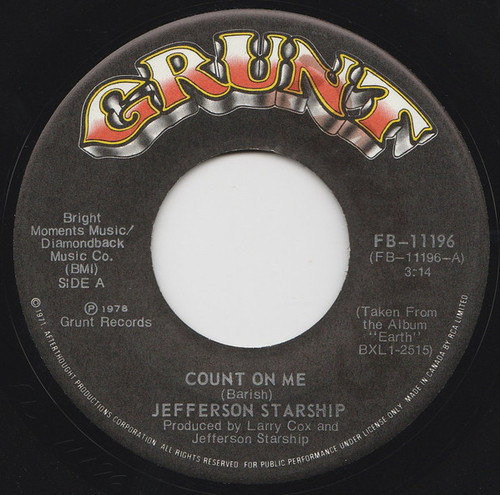 Jefferson Starship - Count On Me (7", Single)