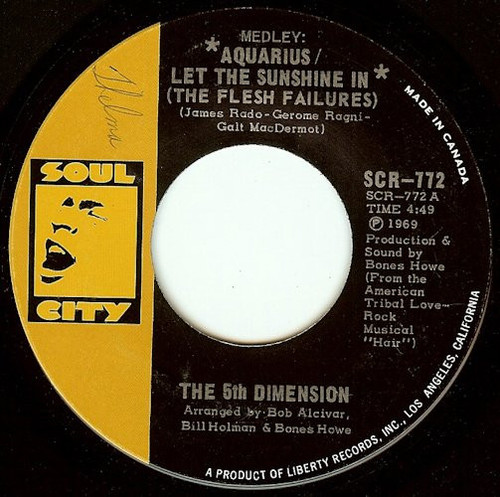 The 5th Dimension* - Medley: Aquarius / Let The Sunshine In (The Flesh Failures) (7", Single)