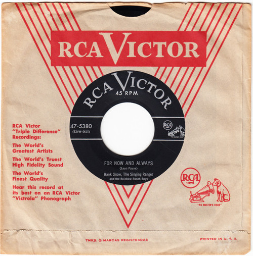 Hank Snow - For Now And Always / A Message From The Tradewinds - RCA Victor - 47-5380 - 7", Single 1040764625