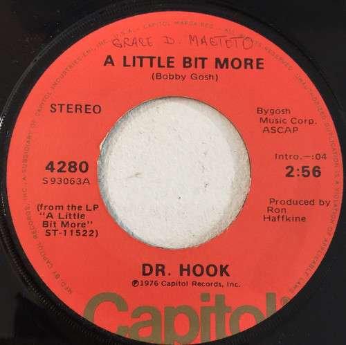 Dr. Hook - A Little Bit More / A Couple More Years - Capitol Records - 4280 - 7", Single, Los 1040773837