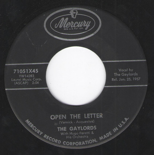 The Gaylords - Open The Letter - Mercury - 71051X45 - 7" 1041069941