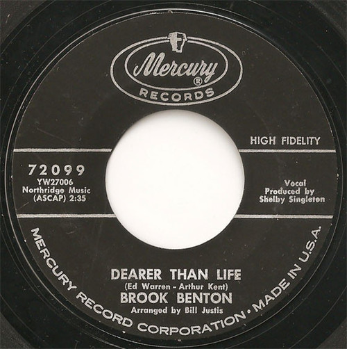 Brook Benton - Dearer Than Life - Mercury - 72099 - 7", Single 1041135620