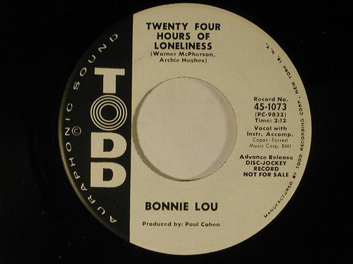 Bonnie Lou - Twenty Four Hours Of Loneliness (7", Single, Promo)