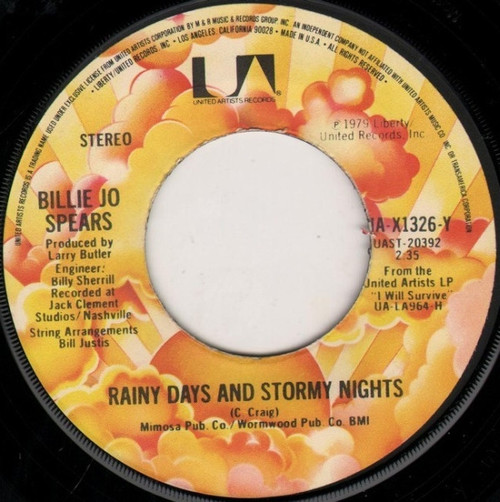 Billie Jo Spears - Rainy Days And Stormy Nights / Everyday I Have To Cry (7")