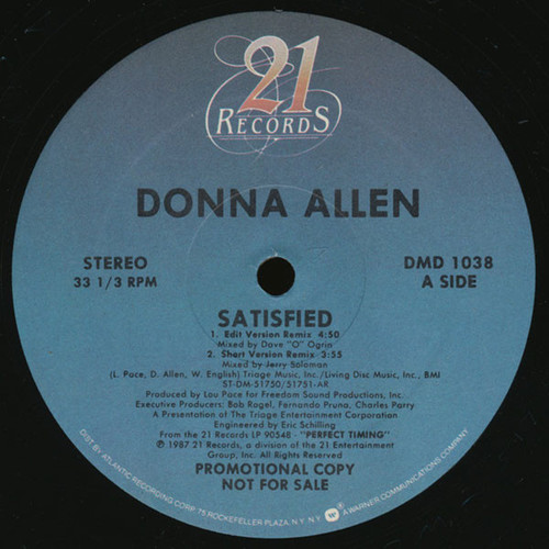 Donna Allen - Satisfied (12", Promo)