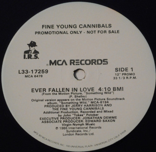 Fine Young Cannibals - Ever Fallen In Love (12", Single, Promo)