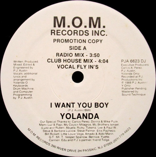 Yolanda* - I Want You Boy (12", Promo)