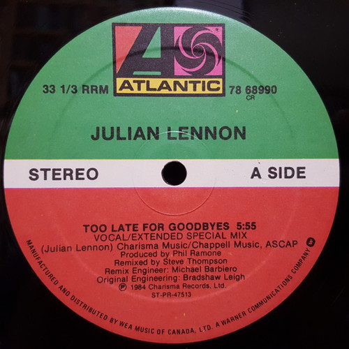 Julian Lennon - Too Late For Goodbyes (12")