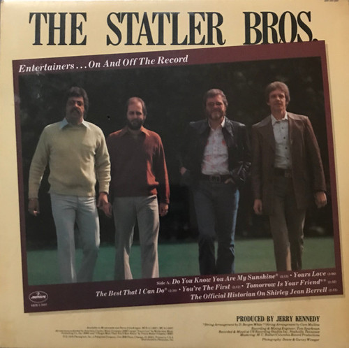 The Statler Bros.* - Entertainers...On And Off The Record (LP, Album, Club, Col)