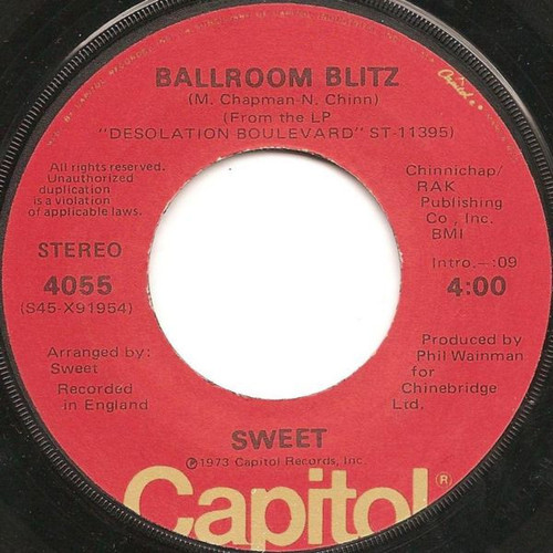 The Sweet - Ballroom Blitz - Capitol Records - 4055 - 7", Single, Jac 1049402064