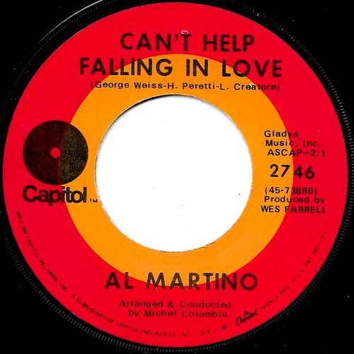 Al Martino - Can't Help Falling In Love - Capitol Records - 2746 - 7" 1049429856