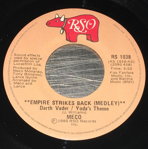 Meco Monardo - Empire Strikes Back (Medley) (Darth Vader/Yoda's Theme) - RSO - RS 1038 - 7", Single 1049432367