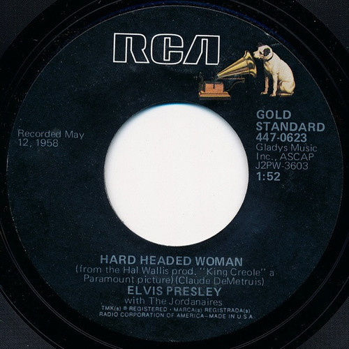Elvis Presley With The Jordanaires - Hard Headed Woman (7", RE)