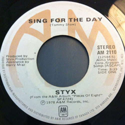 Styx - Sing For The Day / Renegade (7", Single)