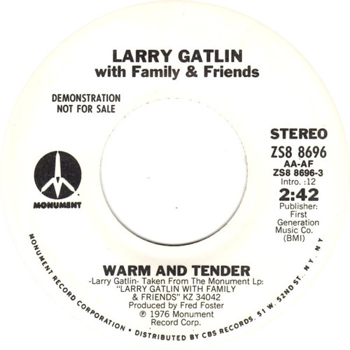 Larry Gatlin With Family & Friends - Warm And Tender / Warm And Tender (7", Single, Promo)