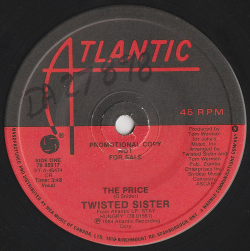 Twisted Sister - The Price (7", Single, Promo)