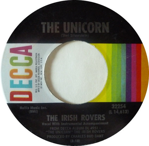 The Irish Rovers - The Unicorn / Black Velvet Band (7", Single, Pin)