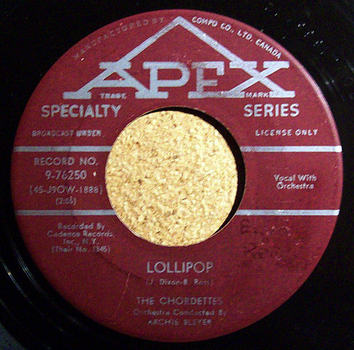 The Chordettes - Lollipop / Baby Come-A Back-A (7", Single)