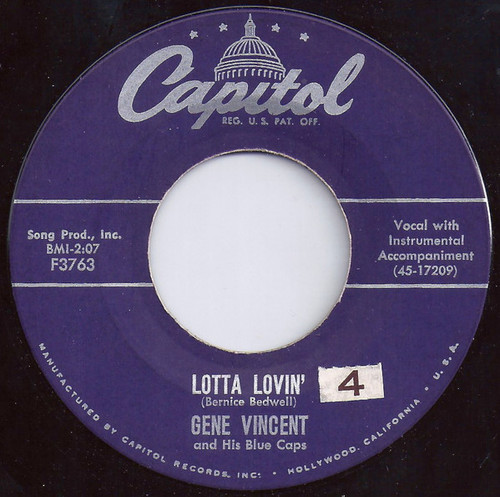 Gene Vincent And His Blue Caps* - Lotta Lovin' / Wear My Ring (7", LA )