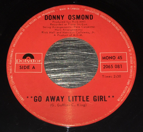 Donny Osmond - Go Away Little Girl (7", Mono)