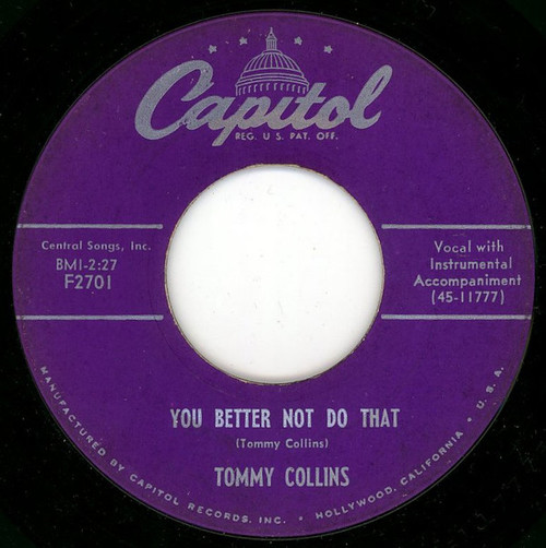 Tommy Collins - You Better Not Do That (7", Single)