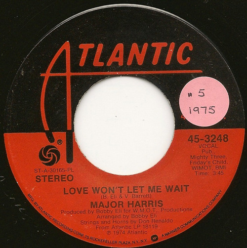 Major Harris - Love Won't Let Me Wait (7", Single, Pla)