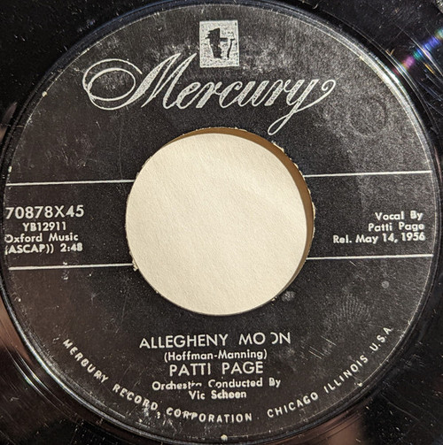 Patti Page - Allegheny Moon / The Strangest Romance - Mercury - 70878X45 - 7", Single 1053169617