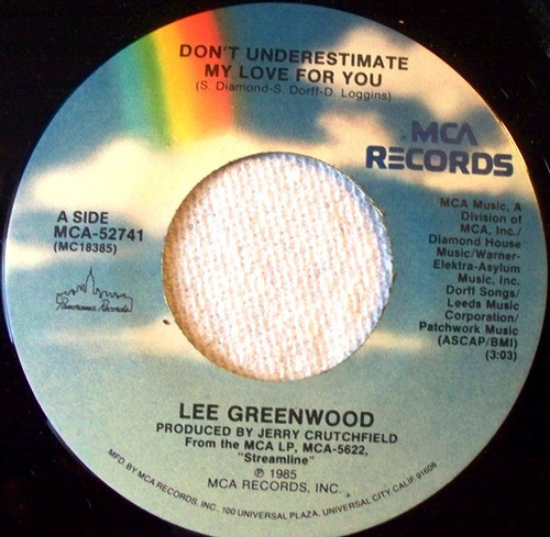 Lee Greenwood - Don't Underestimate My Love For You (7", Single, Pin)