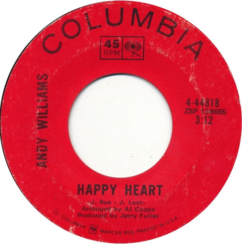 Andy Williams - Happy Heart - Columbia - 4-44818 - 7", Single 1056785251