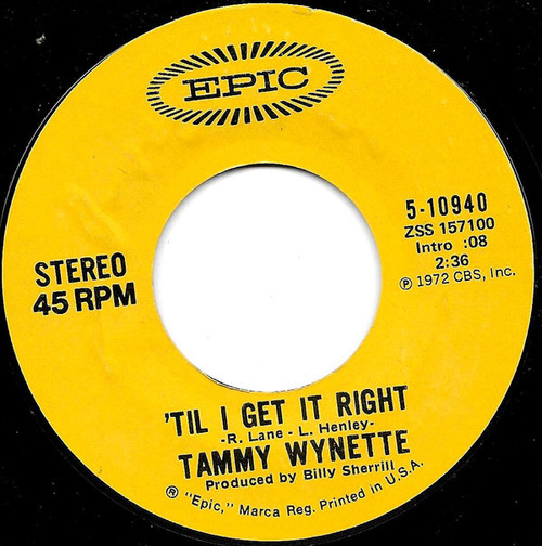 Tammy Wynette - 'Til I Get It Right / The Bridge Of Love (7", Styrene, Ter)