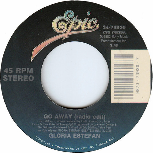 Gloria Estefan - Go Away (7", Single)