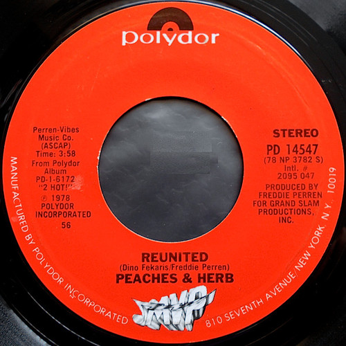 Peaches & Herb - Reunited - Polydor, MVP Records - PD 14547 - 7", Single, Styrene, 56  1058410536