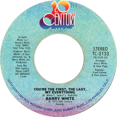 Barry White - You're The First, The Last, My Everything (7", Single, Styrene, Pit)