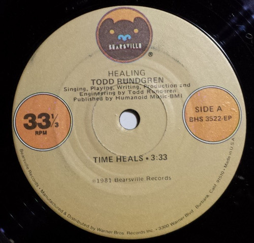 Todd Rundgren - Time Heals - Bearsville - BHS 3522-ep - 7" 1066944456