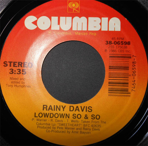 Rainy Davis - Lowdown So & So (7", Styrene)