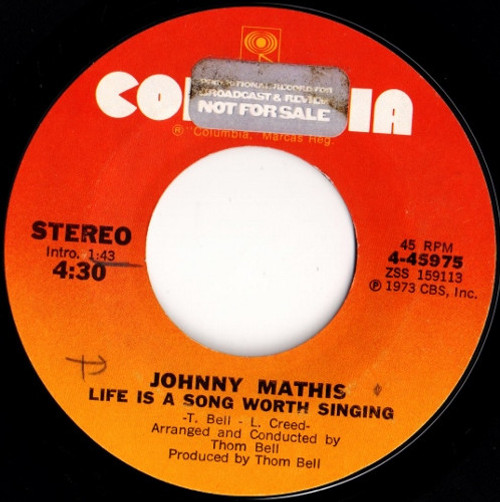 Johnny Mathis - Life Is A Song Worth Singing / I Just Wanted To Be Me (7", Single, Styrene)