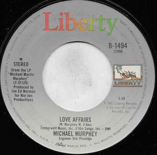 Michael Murphey* - Love Affairs (7", Jac)