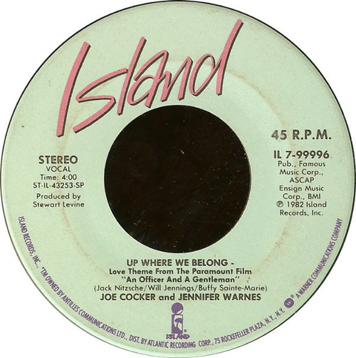 Joe Cocker And Jennifer Warnes - Up Where We Belong / Sweet Li'l Woman (7", Single)