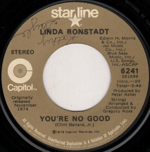 Linda Ronstadt - You're No Good / When Will I Be Loved - Capitol Records, Starline - 6241 - 7", Single 1073978592