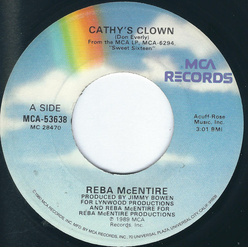 Reba McEntire - Cathy's Clown - MCA Records - MCA-53638 - 7", Single, Glo 1074619846
