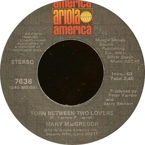 Mary MacGregor - Torn Between Two Lovers - Ariola America - 7638 - 7", Single, Win 1075596969