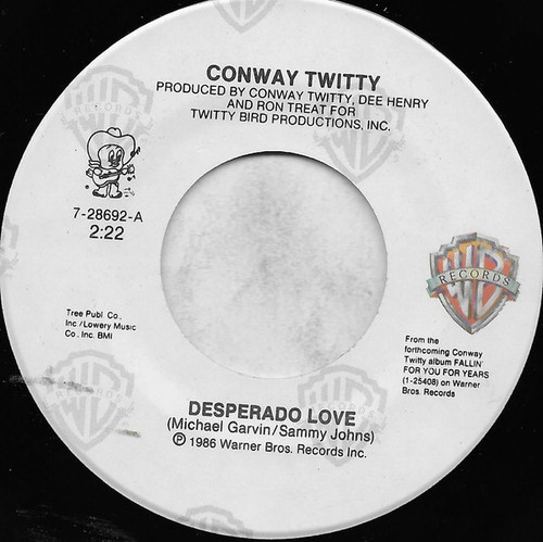Conway Twitty - Desperado Love / I Can't See Me Without You - Warner Bros. Records - 7-28692 - 7", Single 1075910374