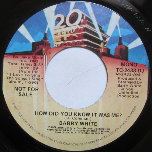 Barry White - How Did You Know It Was Me?  (7", Mono, Promo)
