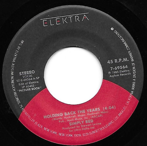 Simply Red - Holding Back The Years - Elektra - 7-69564 - 7", Single, SRC 1080087261