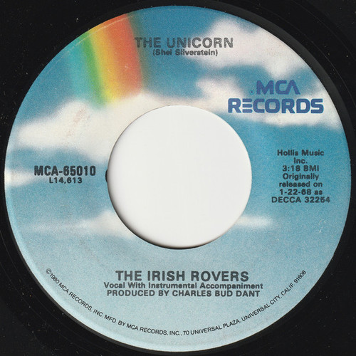 The Irish Rovers - The Unicorn / (The Puppet Song) Whiskey On A Sunday (7", RE, Glo)