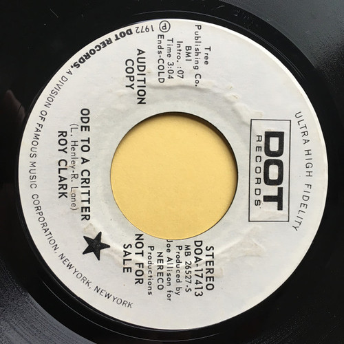 Roy Clark - Ode To A Critter / I'll Take The Time (7", Promo)