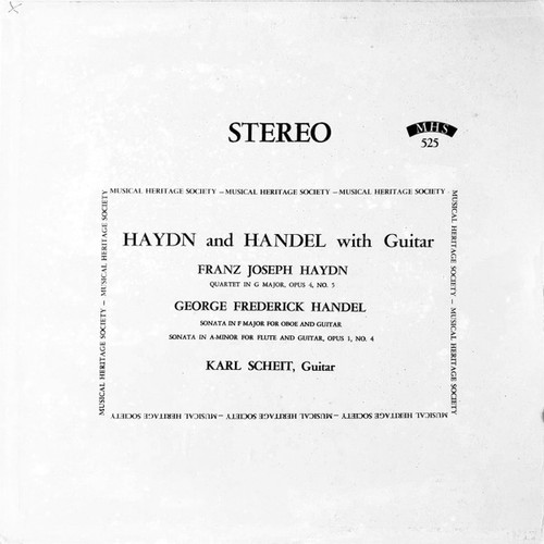 Karl Scheit - Haydn And Handel With Guitar - Musical Heritage Society - MHS 525 - LP 1082690157